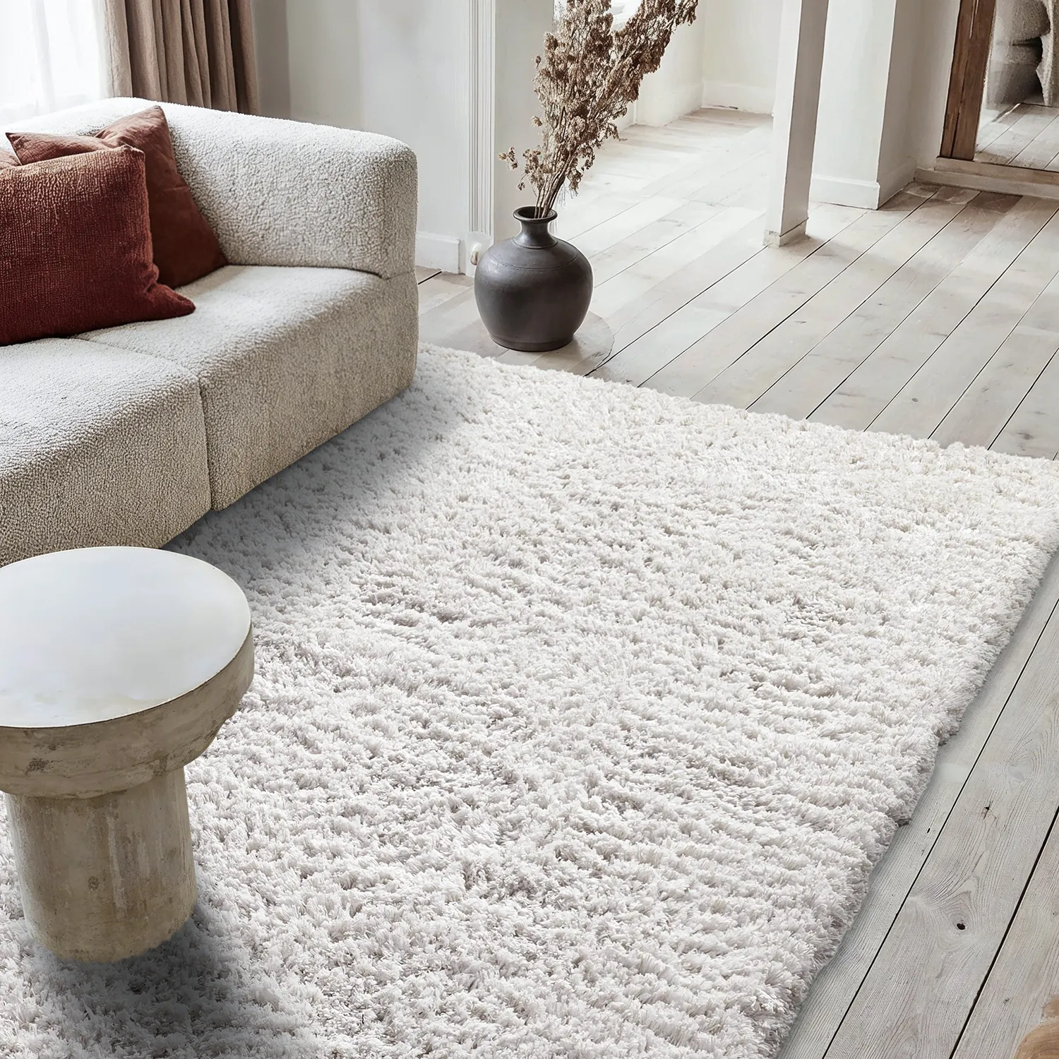 Tapis shaggy - Combarro Solid Cotton Shaggy (crème)