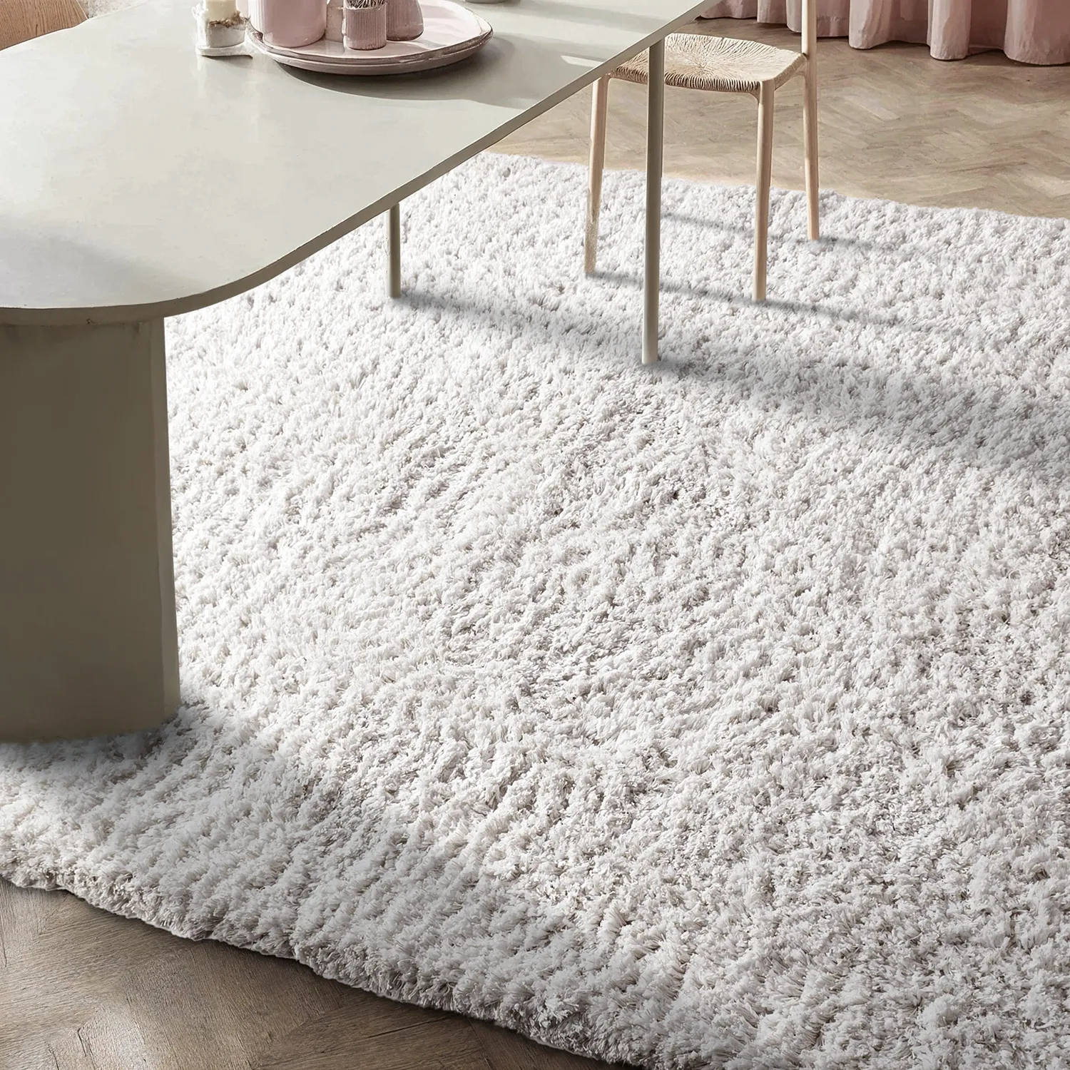 Tapis shaggy - Combarro Solid Cotton Shaggy (crème)