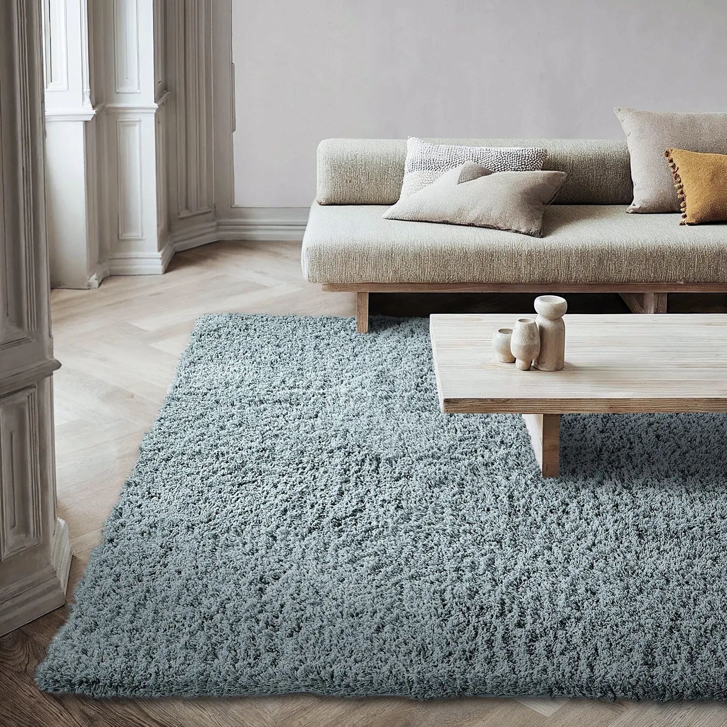 Tapis shaggy - Combarro Solid Cotton Shaggy (bleu clair)