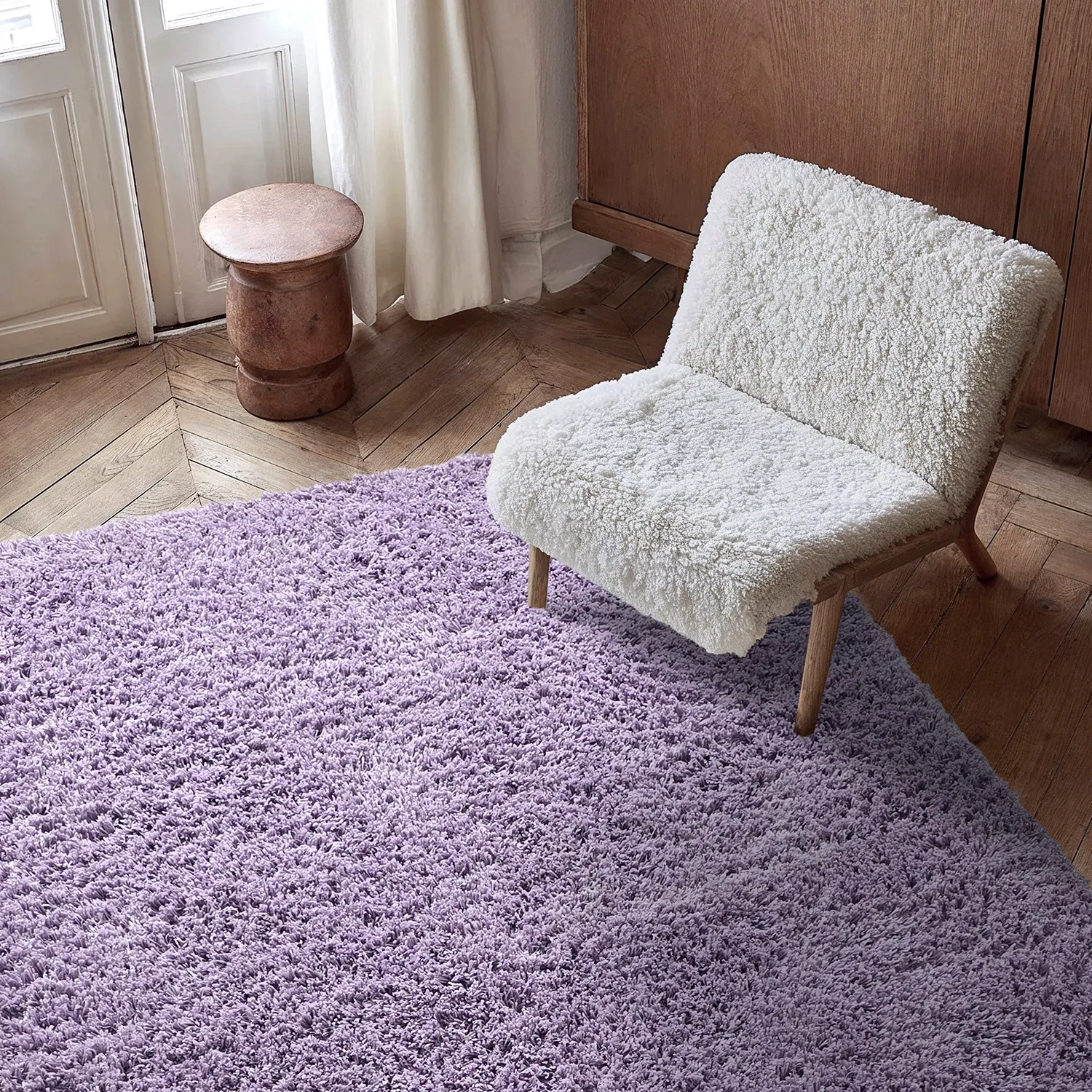 Tapis shaggy - Combarro Solid Cotton Shaggy (violet clair)