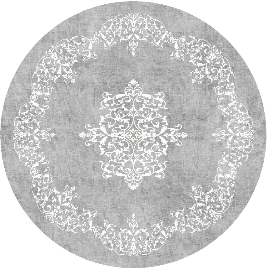 Tapis rond - Santi (gris/blanc)