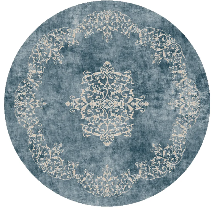 Tapis rond - Santi (bleu/beige)