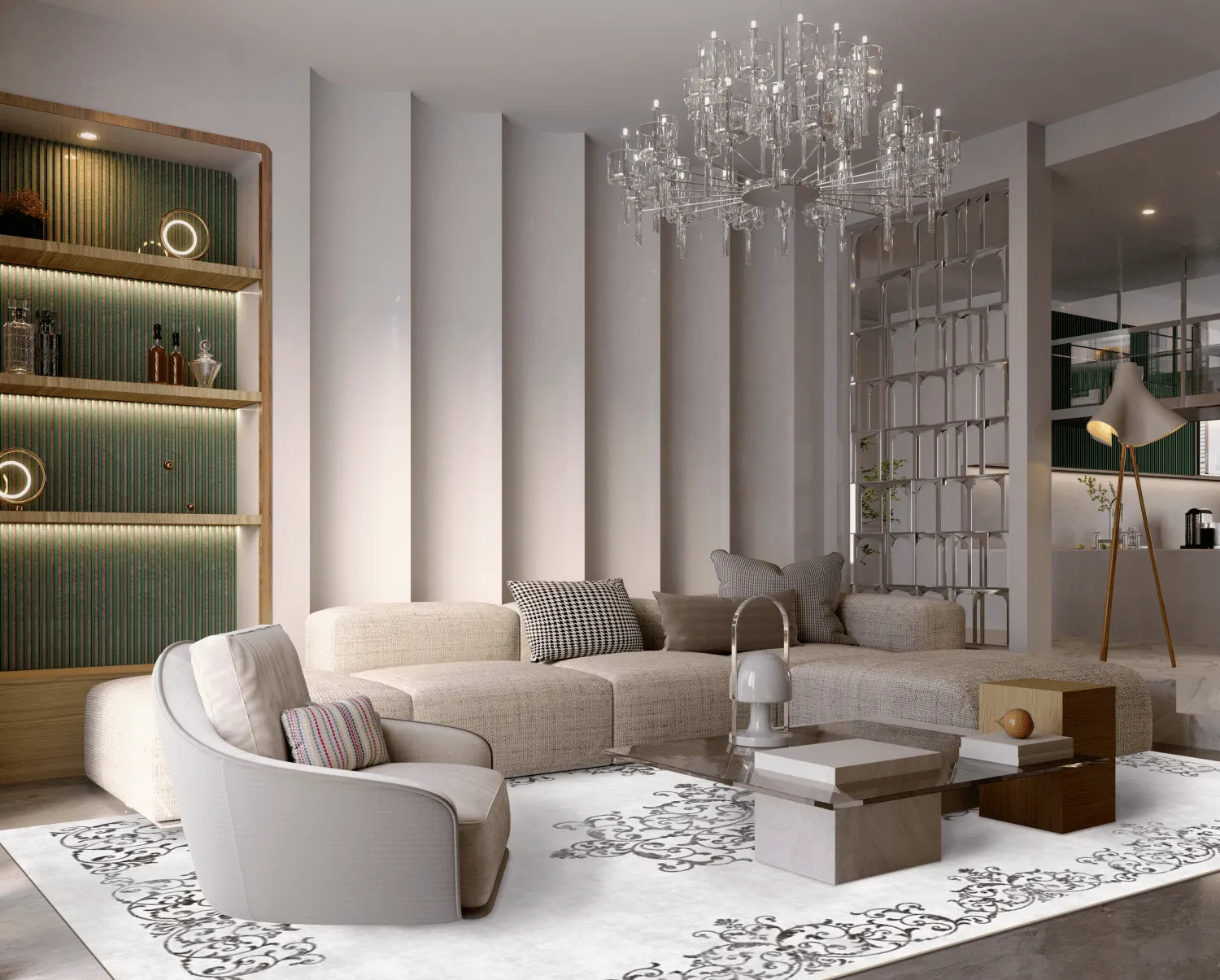 Tapis Wilton - Santi (blanc/noir)