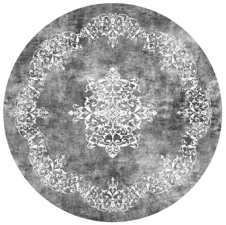 Tapis rond - Santi (gris foncé/blanc)