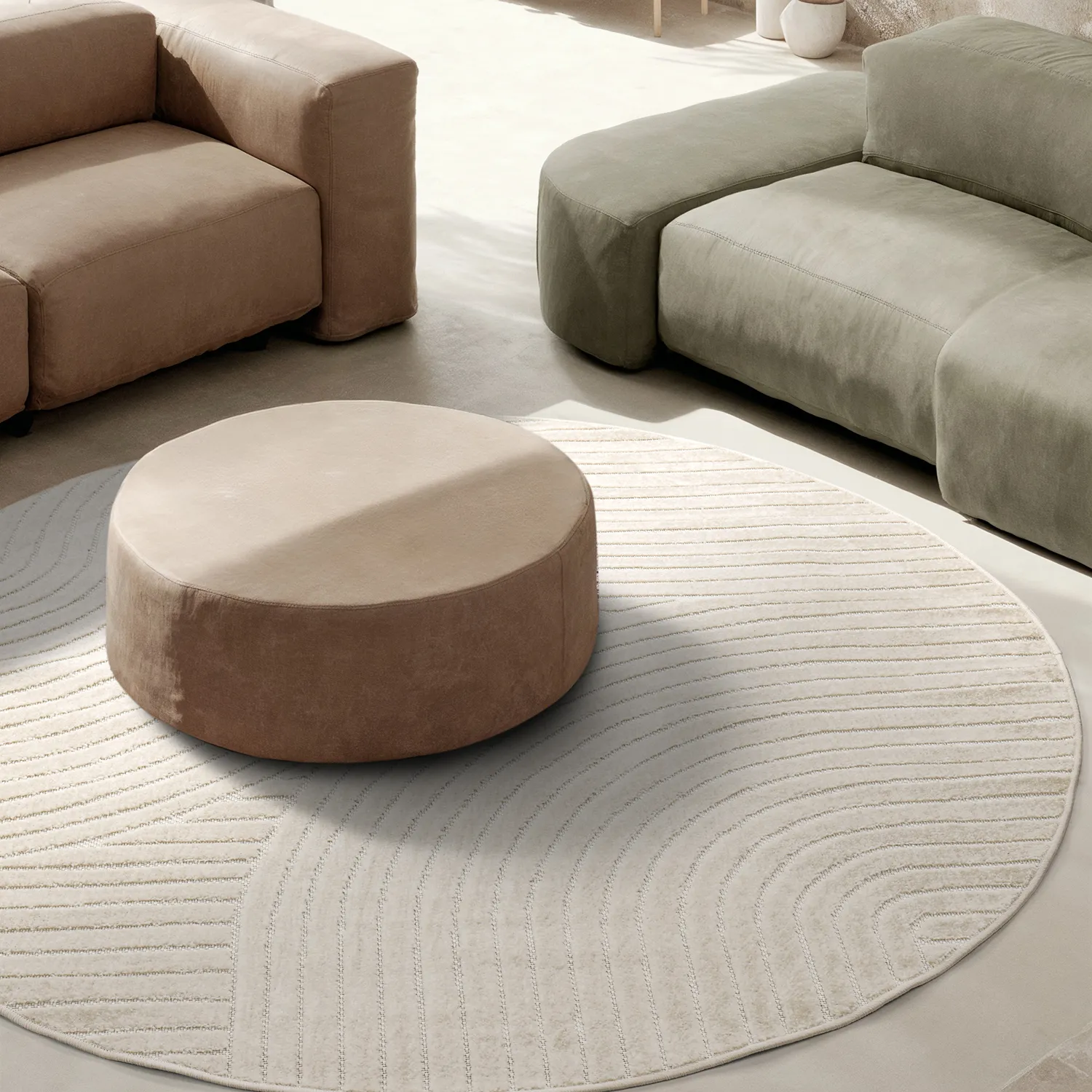 Tapis rond - Devon (crème)