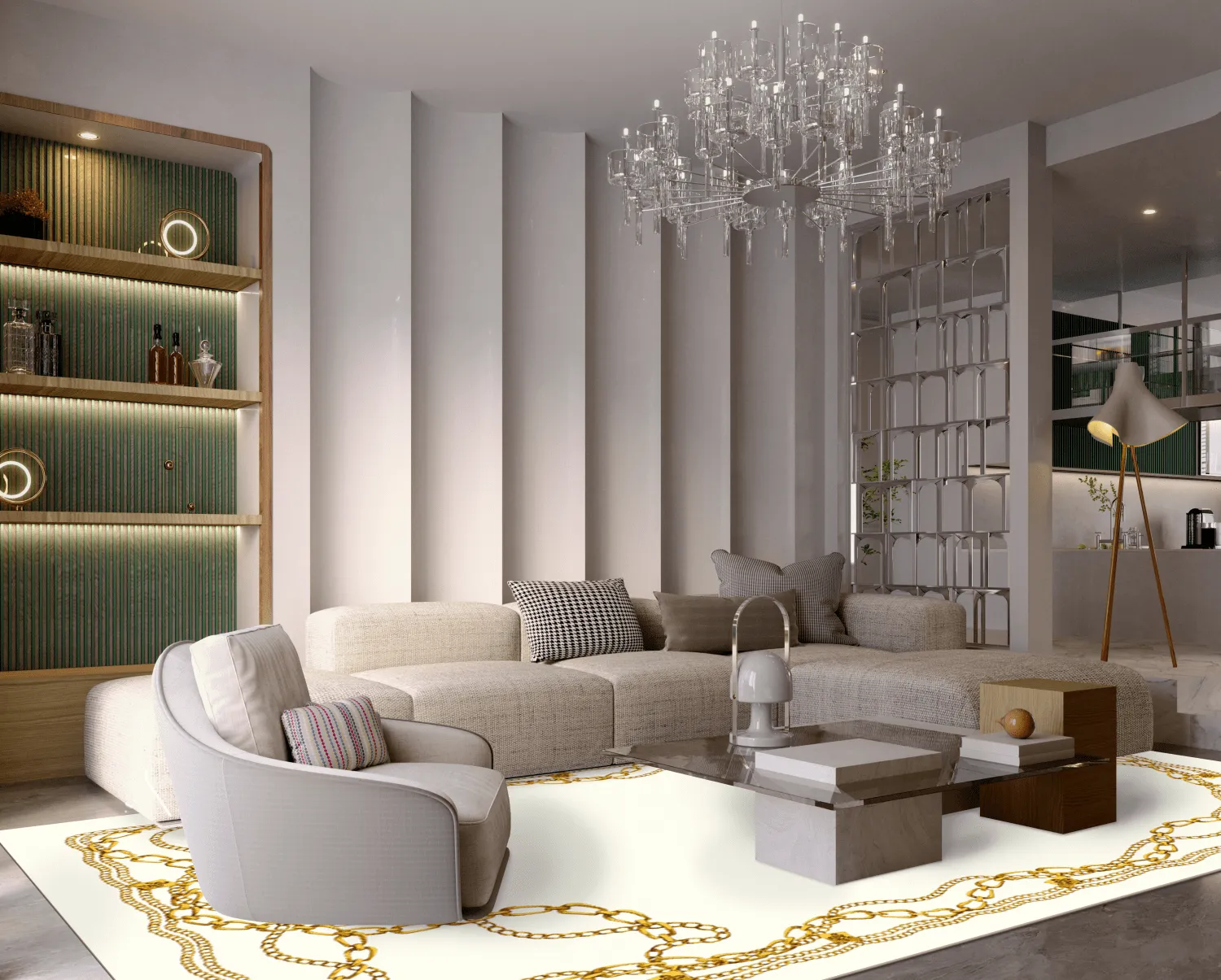 Tapis Wilton - Silea (blanc/doré)