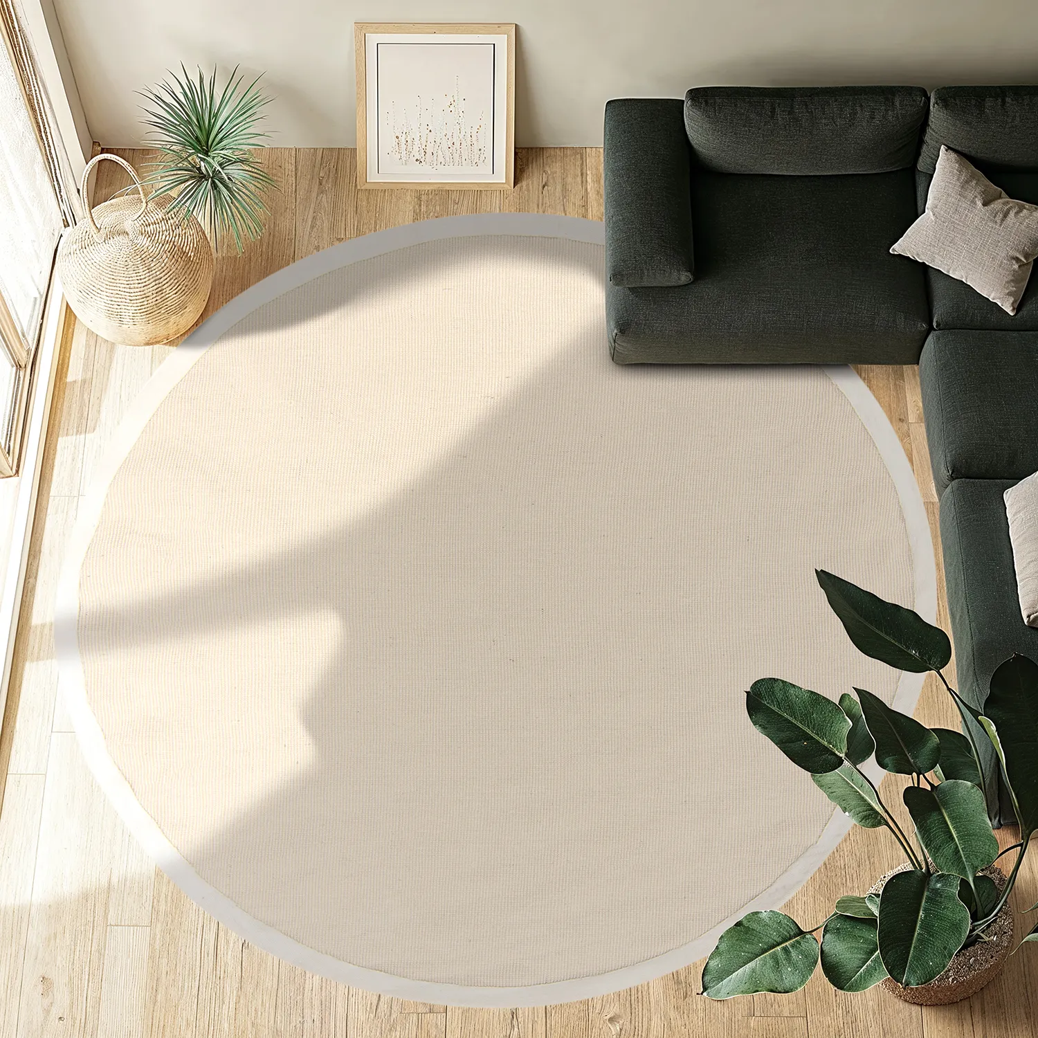 Tapis rond (sisal) - Agave (blanc naturel)