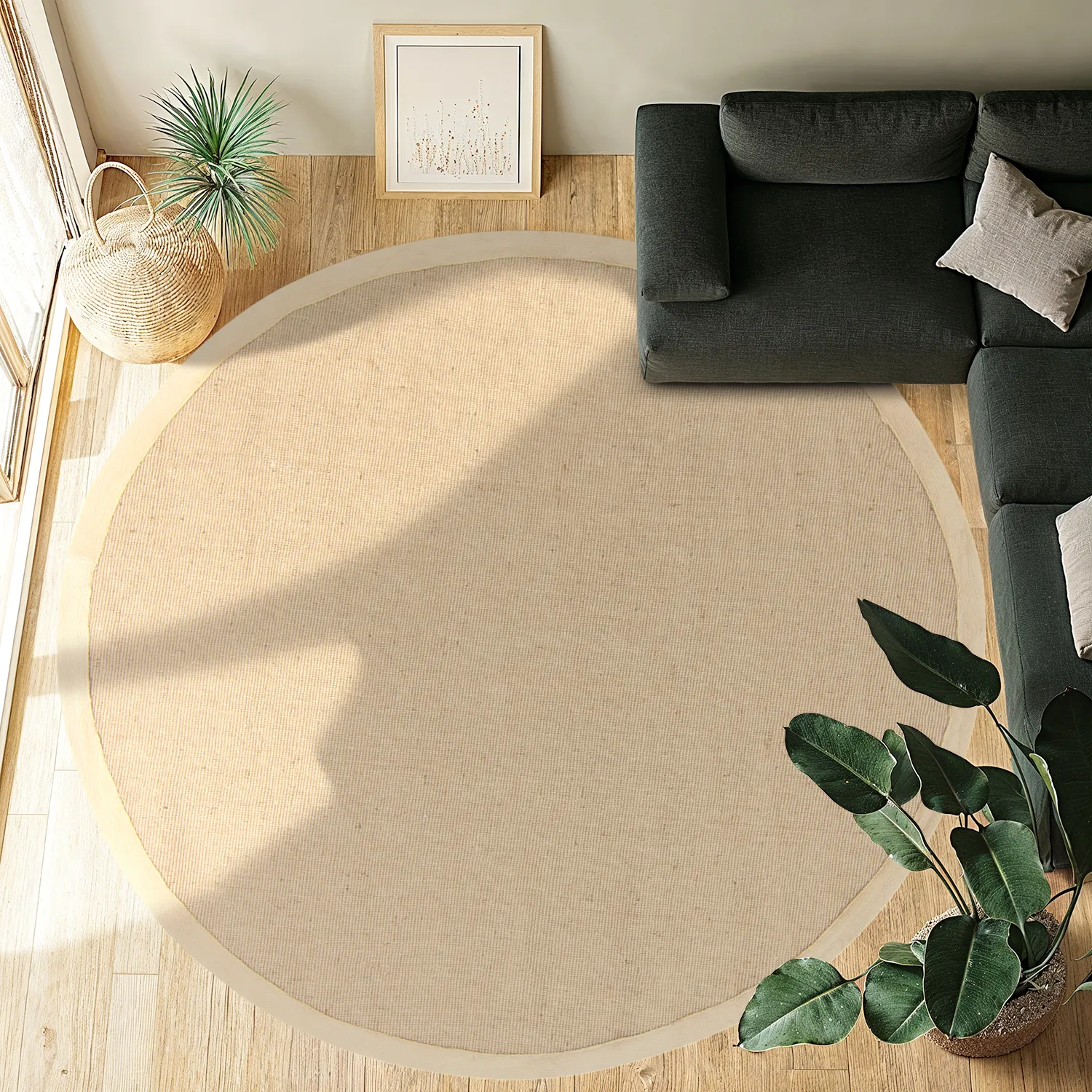 Tapis rond (sisal) - Agave (beige/beige)