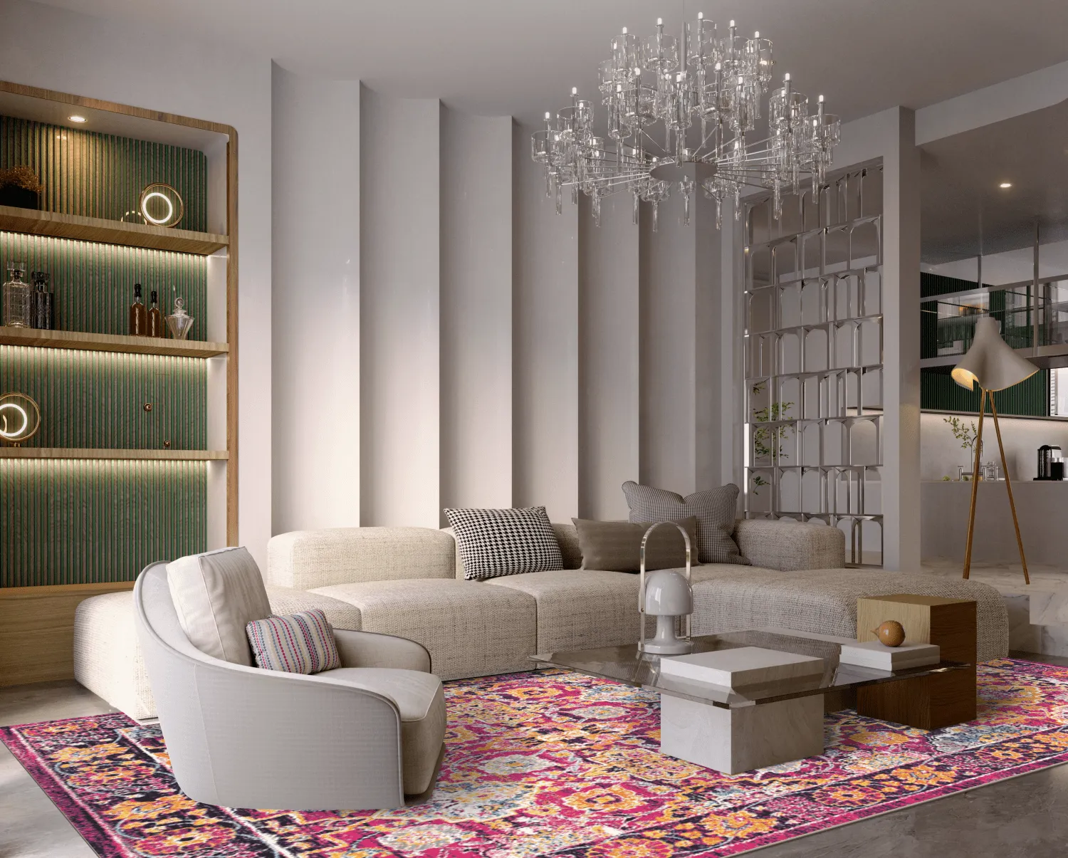 Tapis Wilton - Fernana (rose/multicolore)