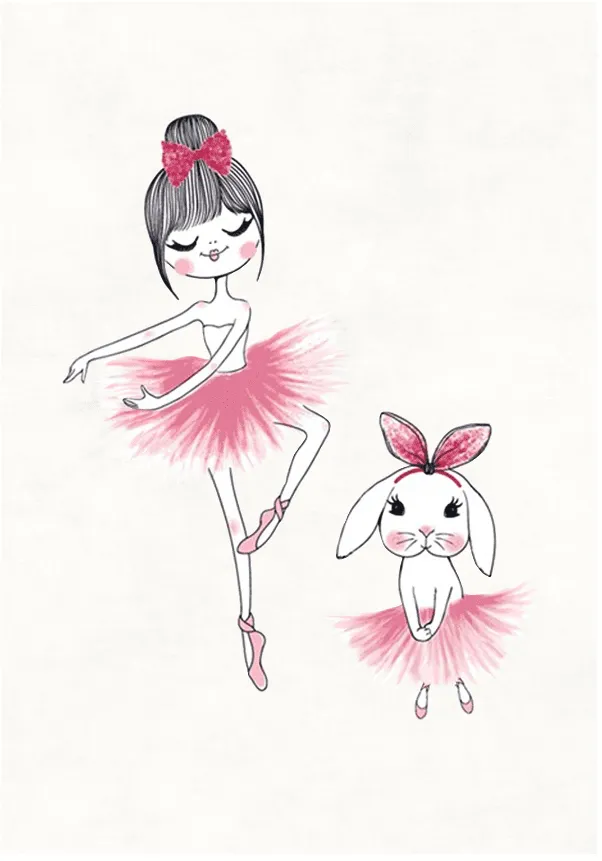 Tapis enfant - Dancing ballerinas (rose)