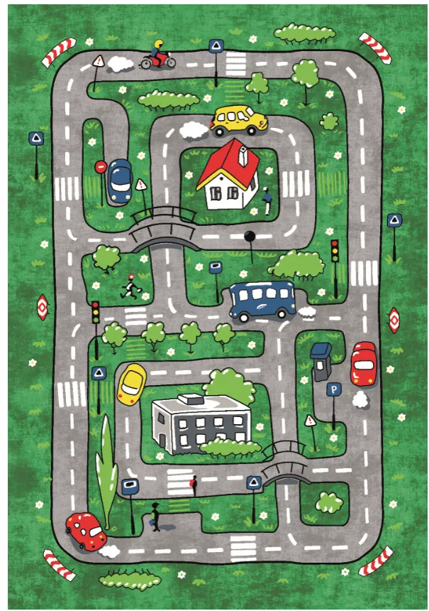 Tapis enfant - Village Road (vert)