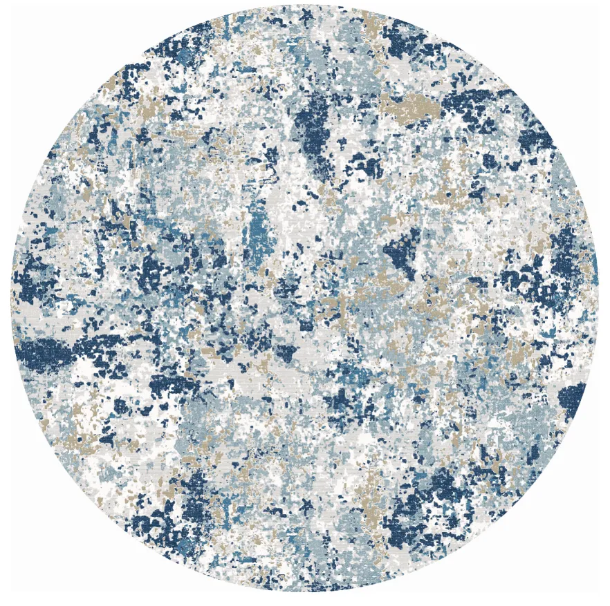 Tapis rond - Hiboun (bleu)