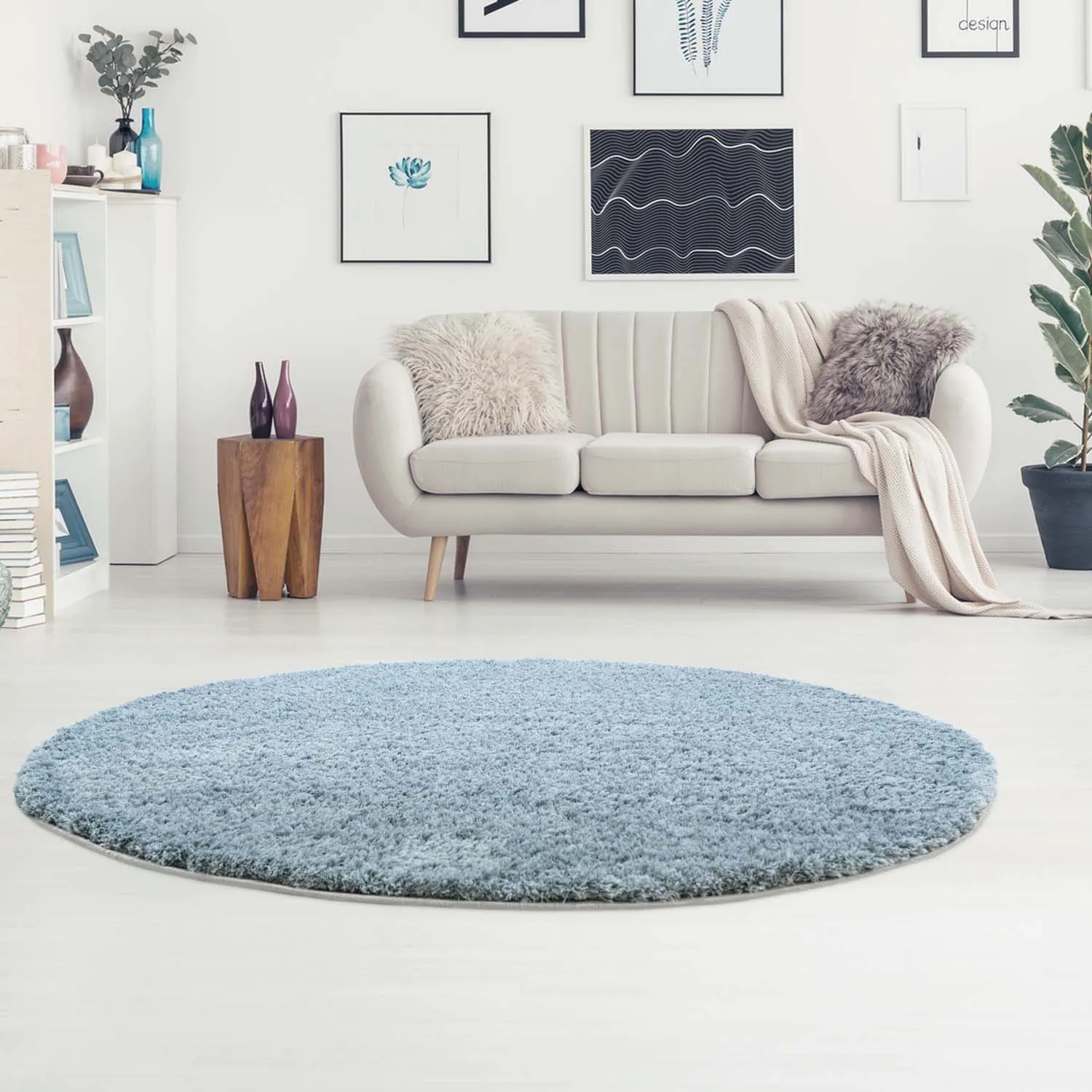 Tapis ronds - Soft Shine (turquoise)
