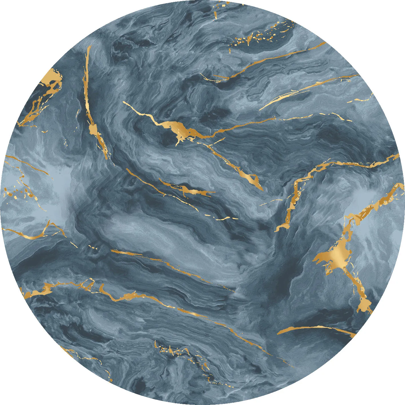 Tapis rond - Storm (bleu/doré)
