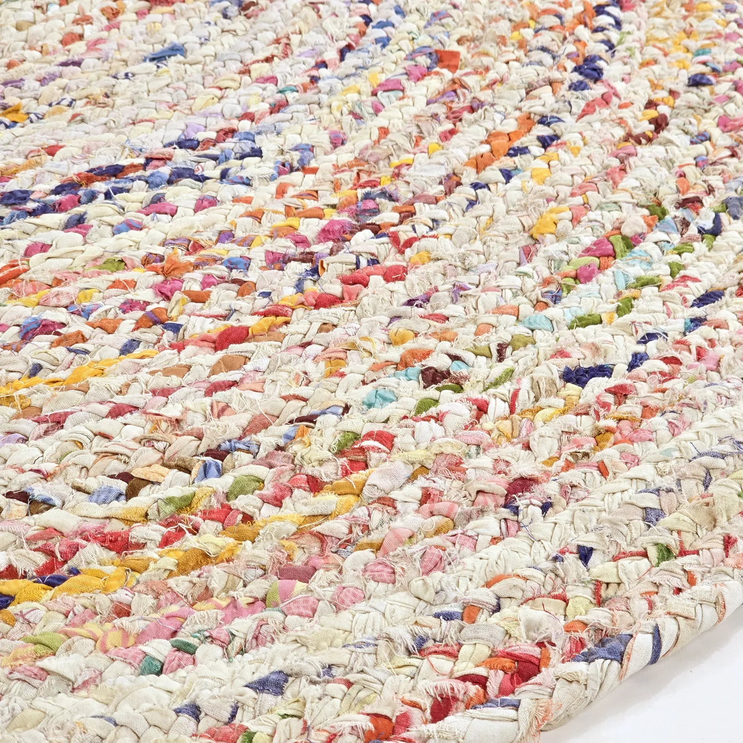 Tapis ronds - Flätan (blanc/multicolore)