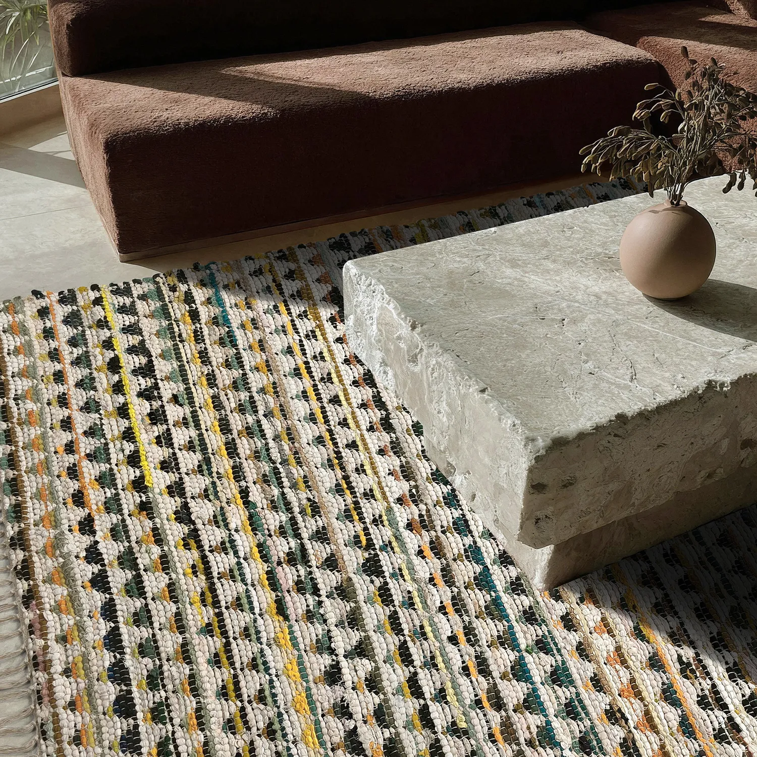 Tapis chiffons - Lindby (jaune/multicolore)