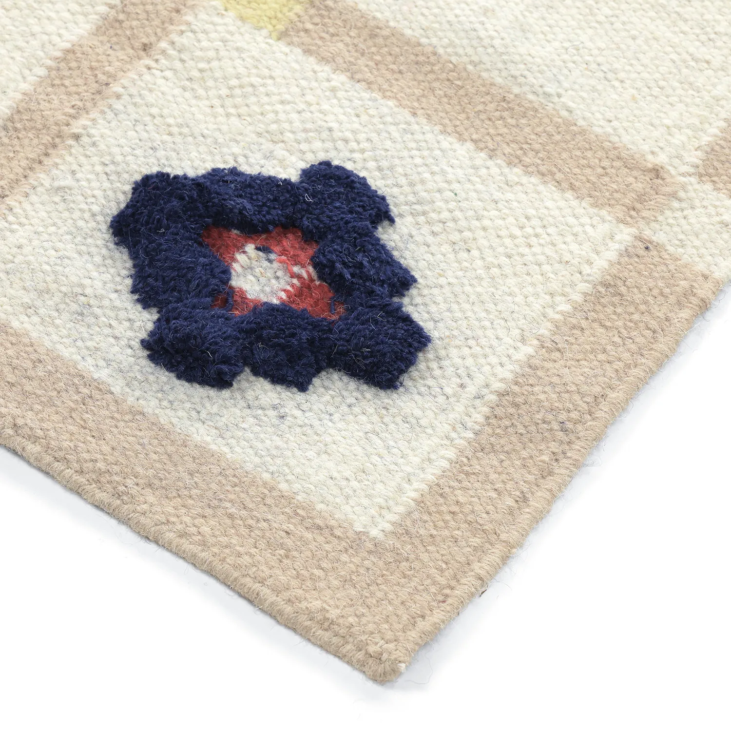 Tapis de laine - Lausanne Flatweave Tufted Premium (blanc/beige)