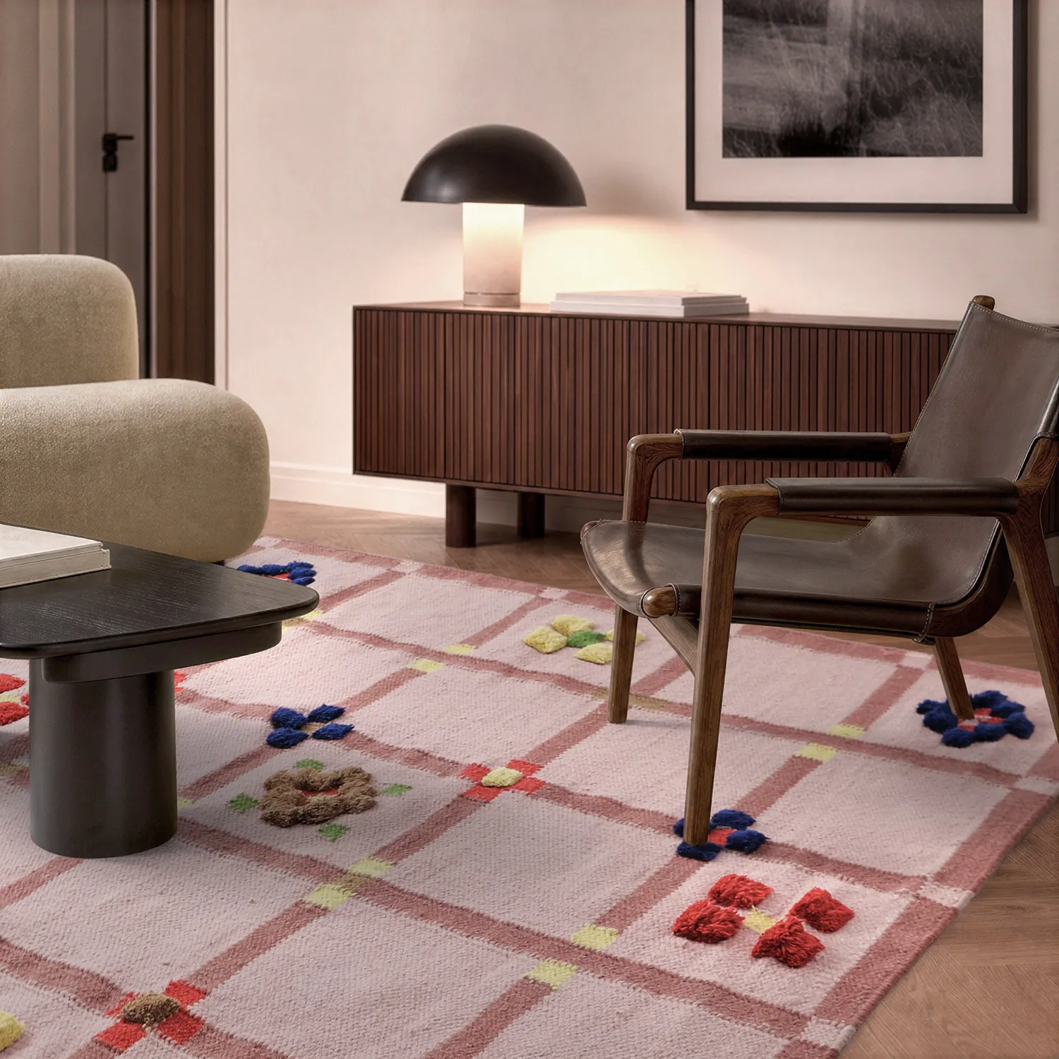 Tapis de laine - Lausanne Flatweave Tufted Premium (rose)