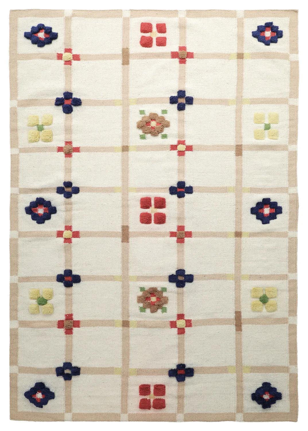Tapis de laine - Lausanne Flatweave Tufted Premium (blanc/beige)