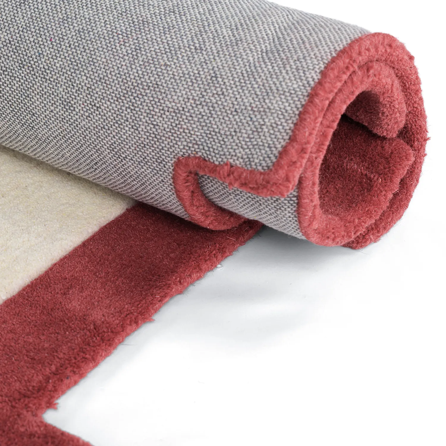 Tapis de laine - Agra Hand Tufted Wool Premium (crème/rouge)
