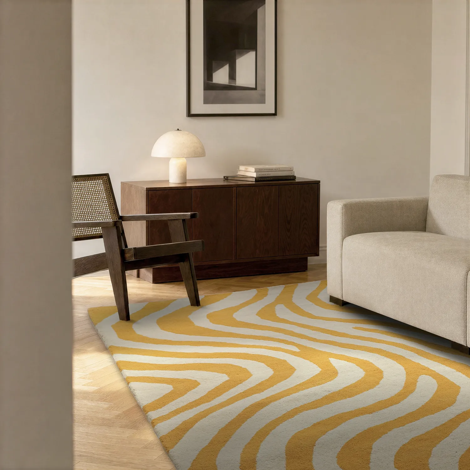 Tapis de laine - Aiz Hand Tufted Wool Premium (jaune)