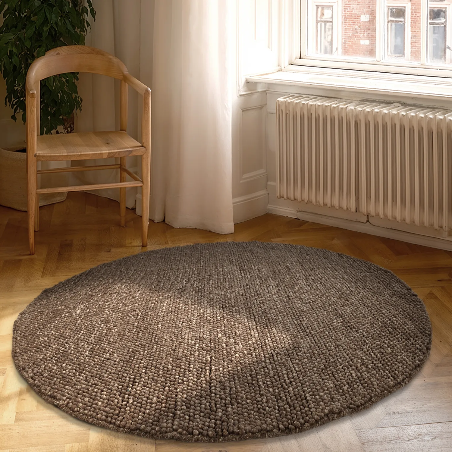 Tapis rond - Avafors Wool Bubble (marron/beige)