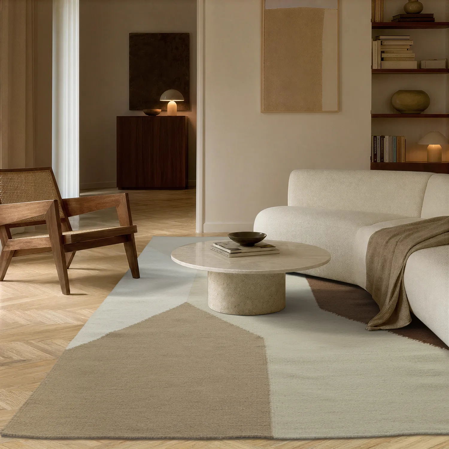 Tapis de laine - Aveiro (beige/multicolore)