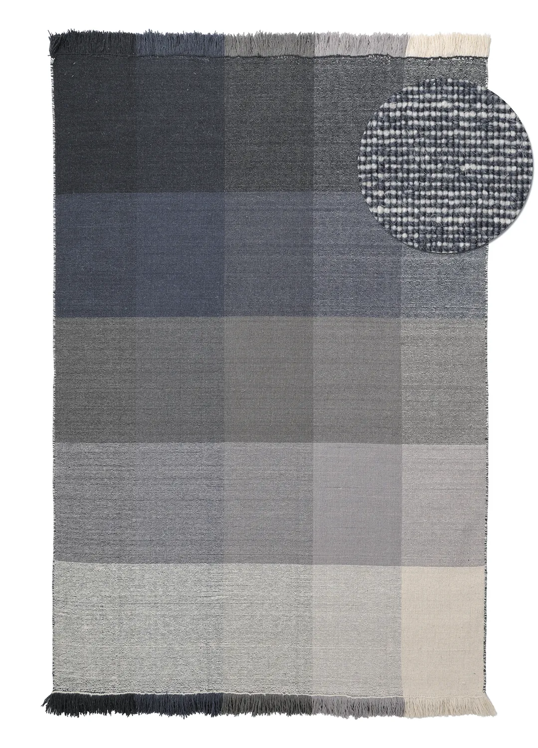 Tapis de laine - Chaves (bleu/gris/blanc)