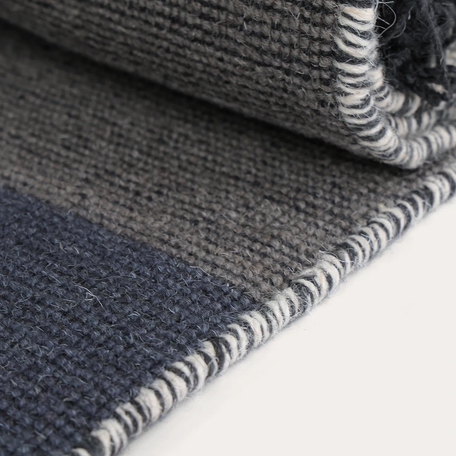 Tapis de laine - Chaves (bleu/gris/blanc)