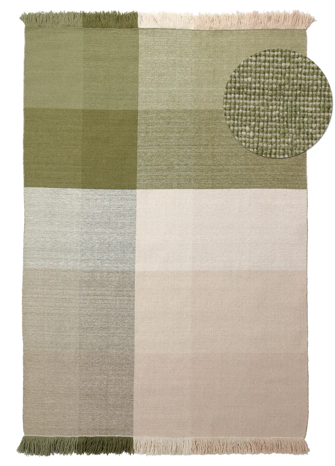 Tapis de laine - Chaves (vert/beige)
