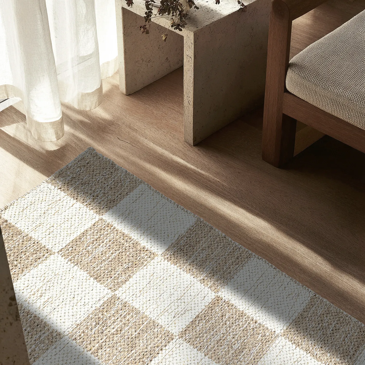 Tapis de laine - Dundee (beige/blanc)