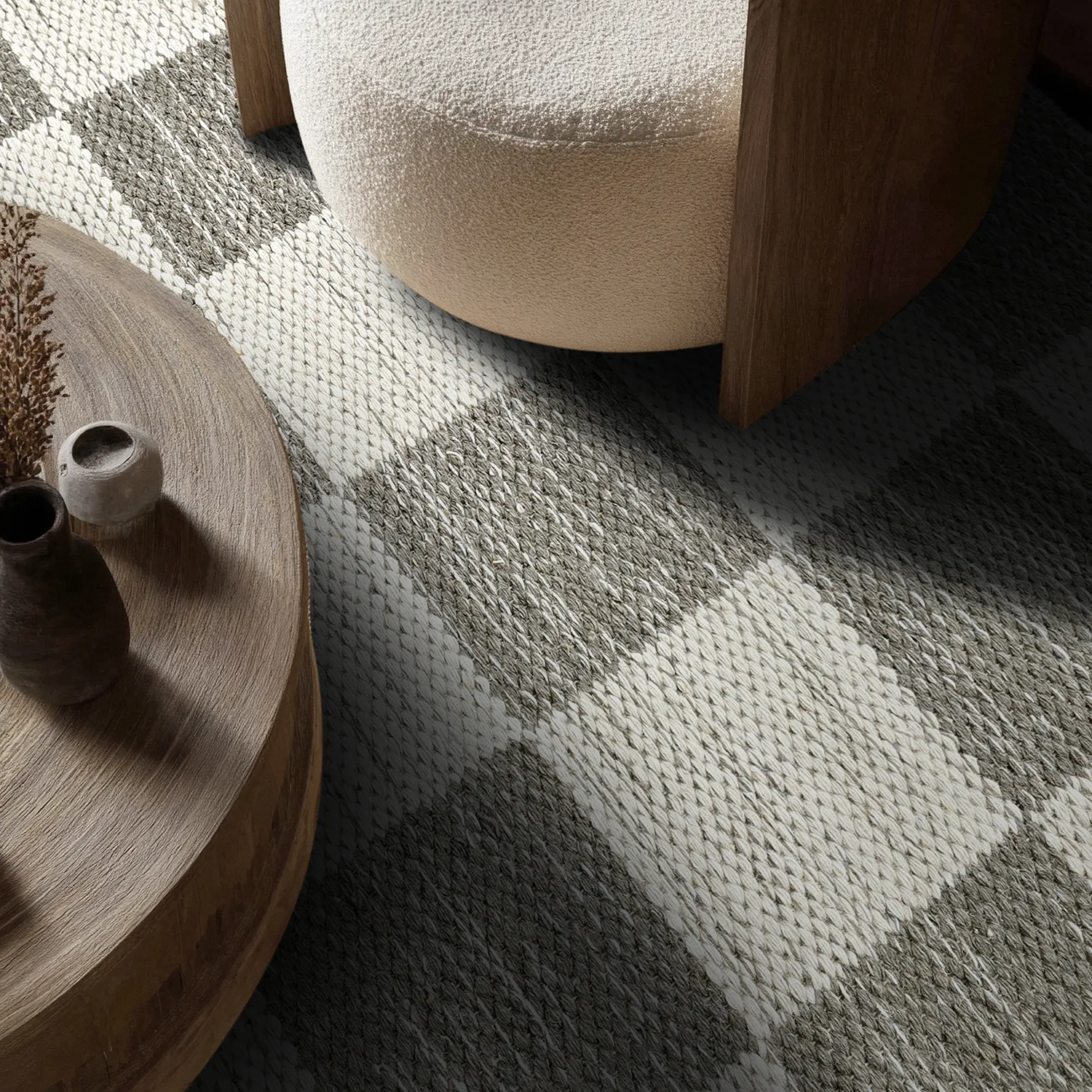 Tapis de laine - Dundee (gris/blanc)