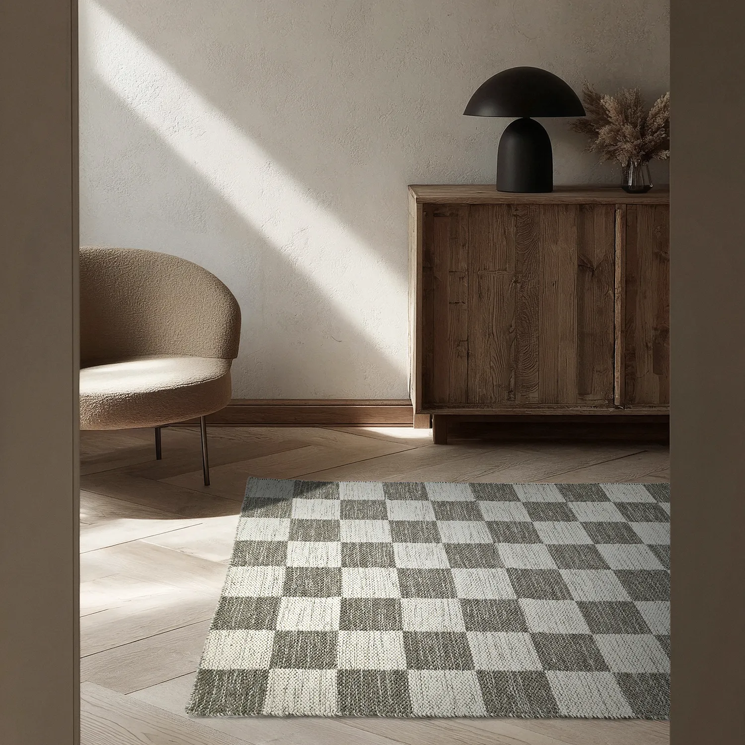 Tapis de laine - Dundee (gris/blanc)