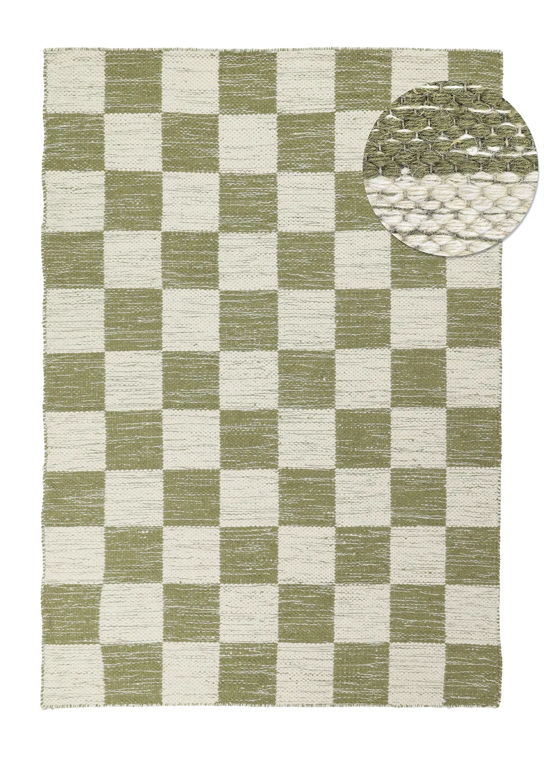 Tapis de laine - Dundee (vert/blanc)