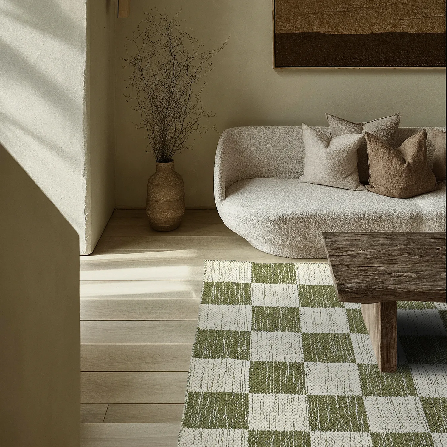 Tapis de laine - Dundee (vert/blanc)