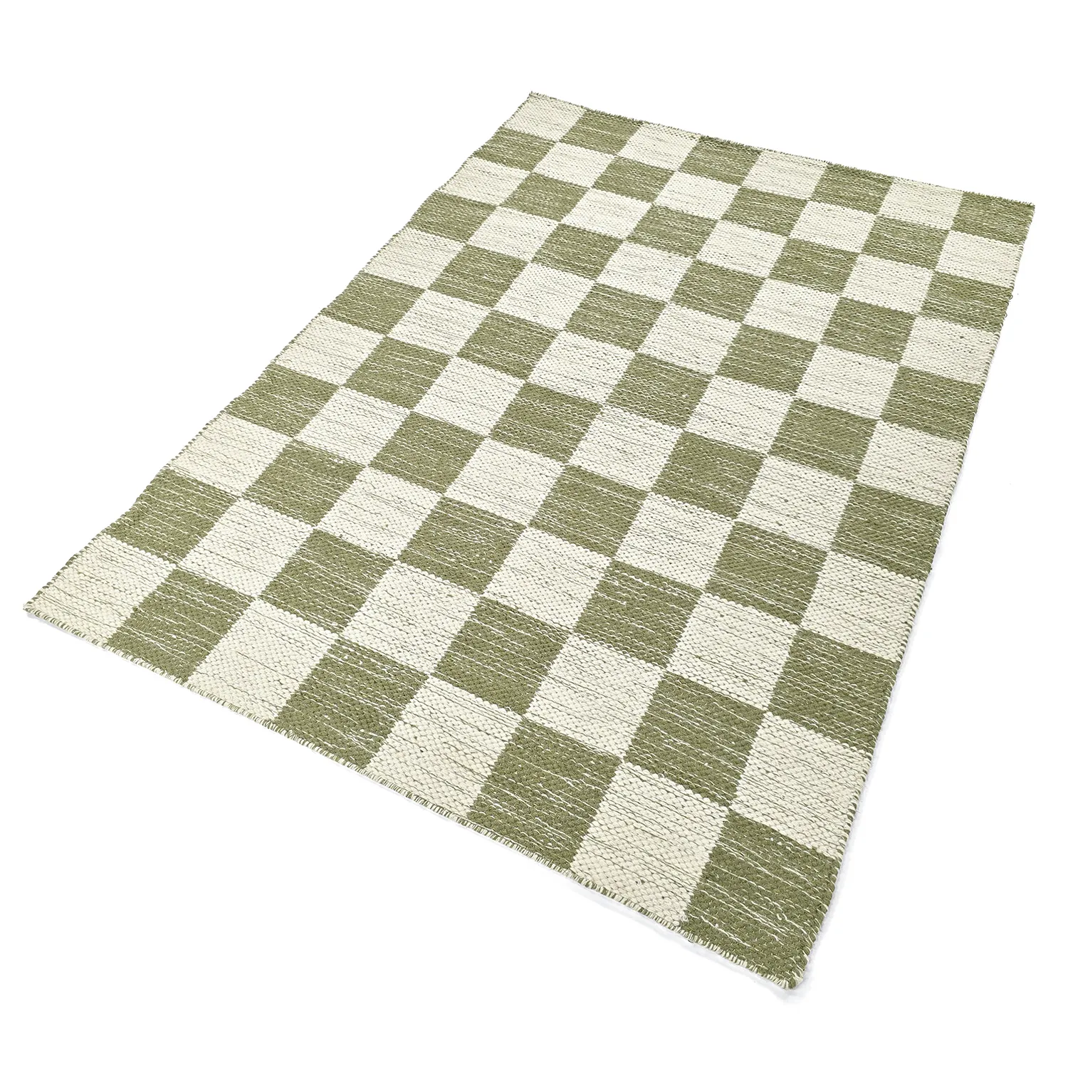 Tapis de laine - Dundee (vert/blanc)