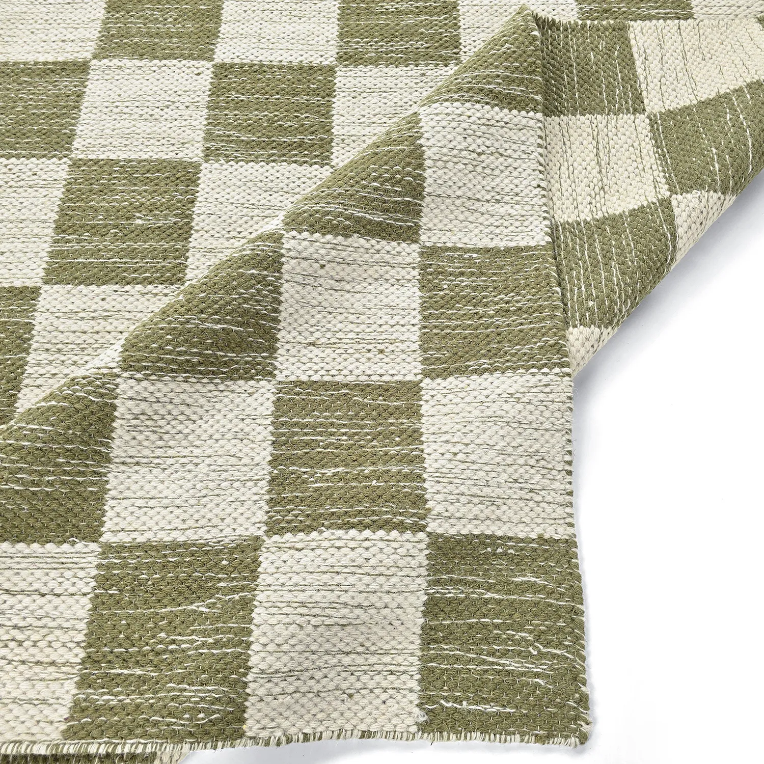 Tapis de laine - Dundee (vert/blanc)