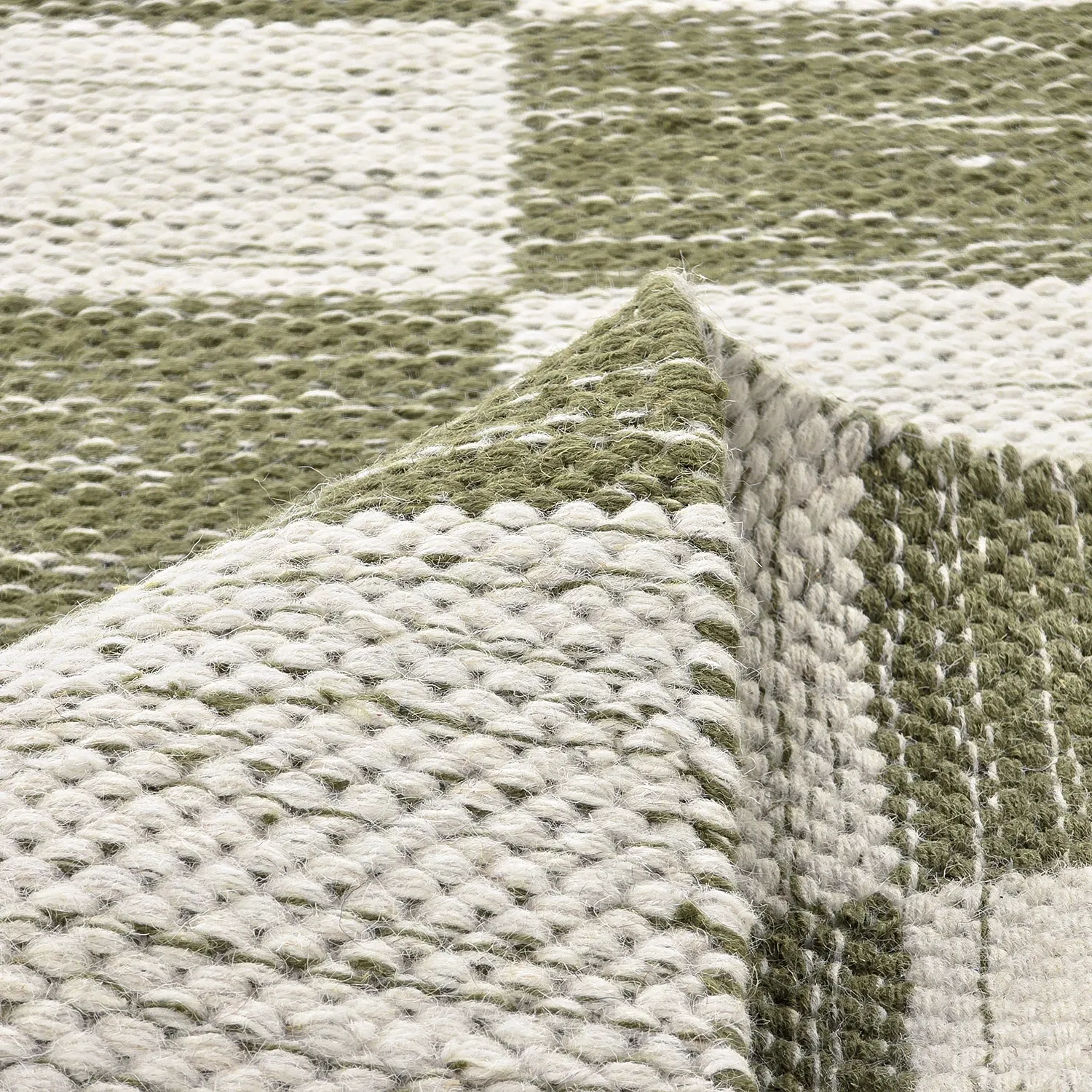 Tapis de laine - Dundee (vert/blanc)