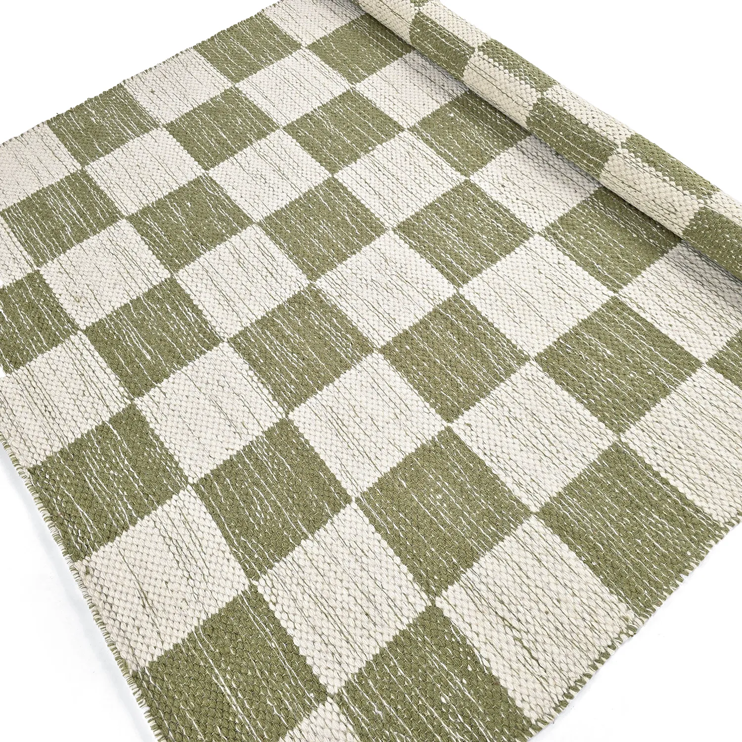 Tapis de laine - Dundee (vert/blanc)