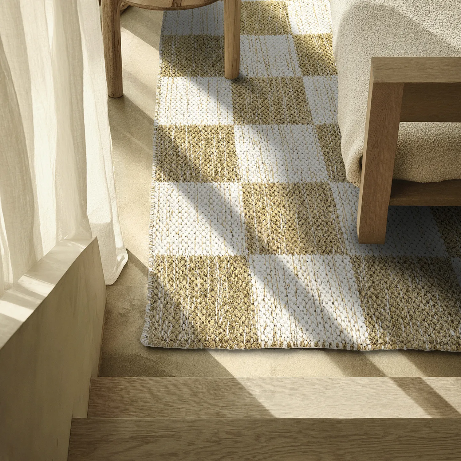 Tapis de laine - Dundee (jaune/blanc)