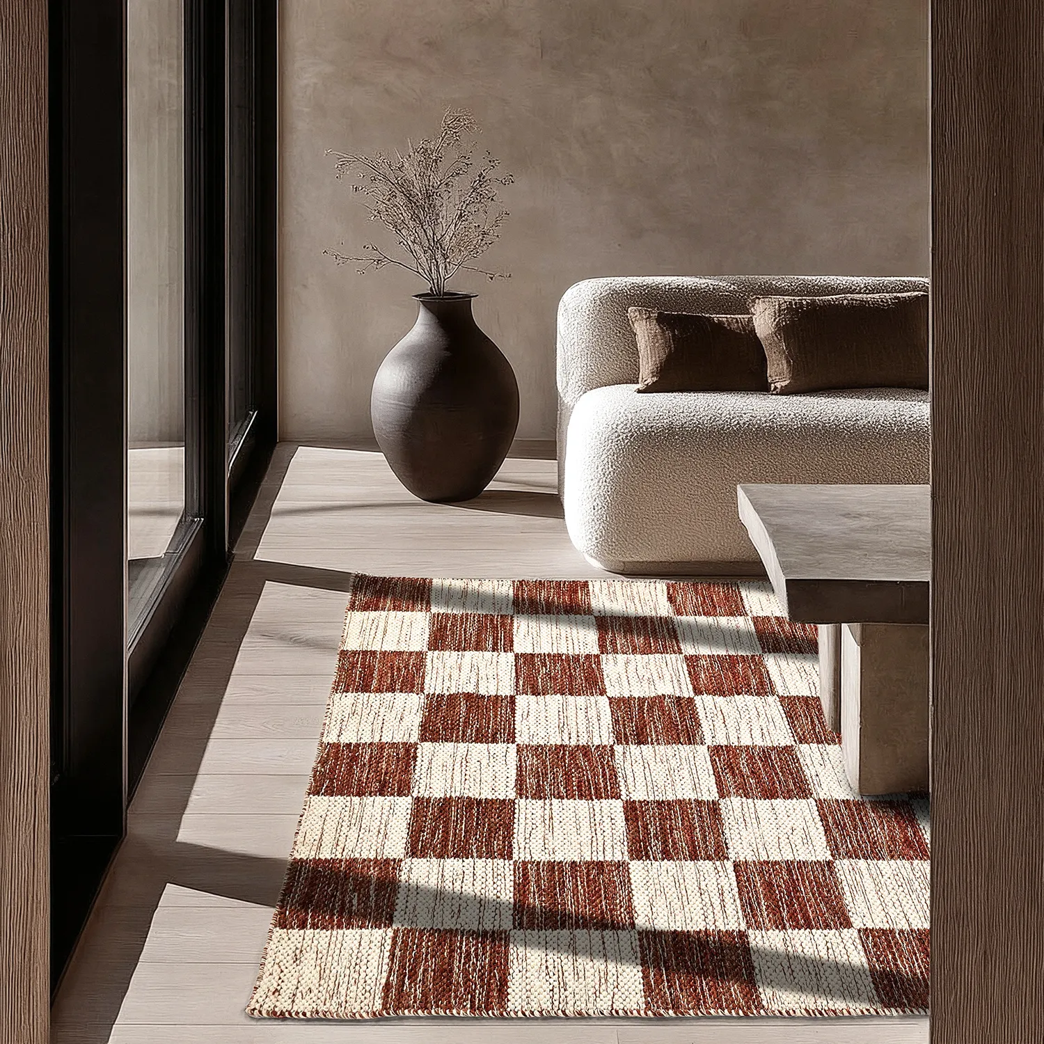 Tapis de laine - Dundee (rouge/blanc)