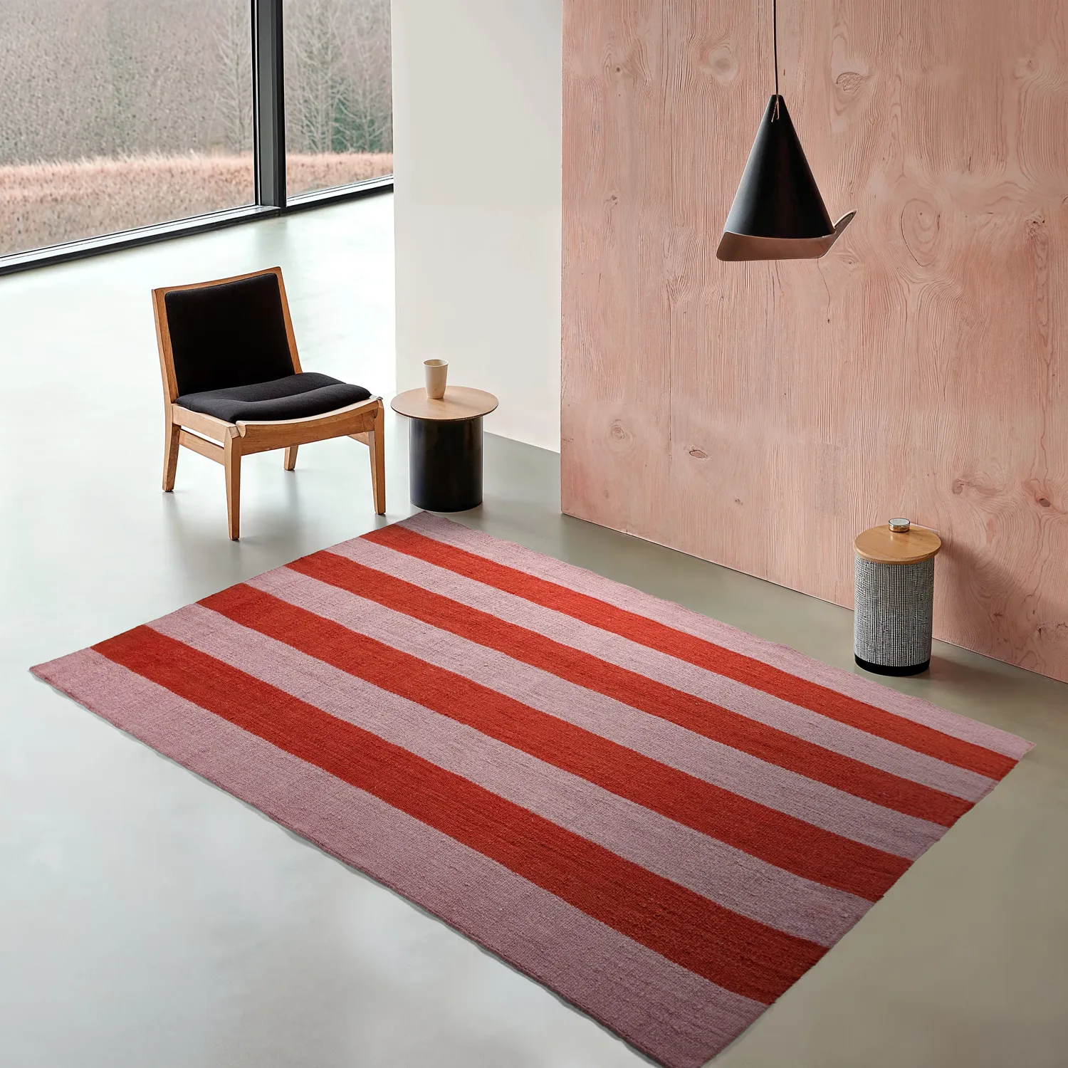 Tapis en laine - Garine (rose/rouge)