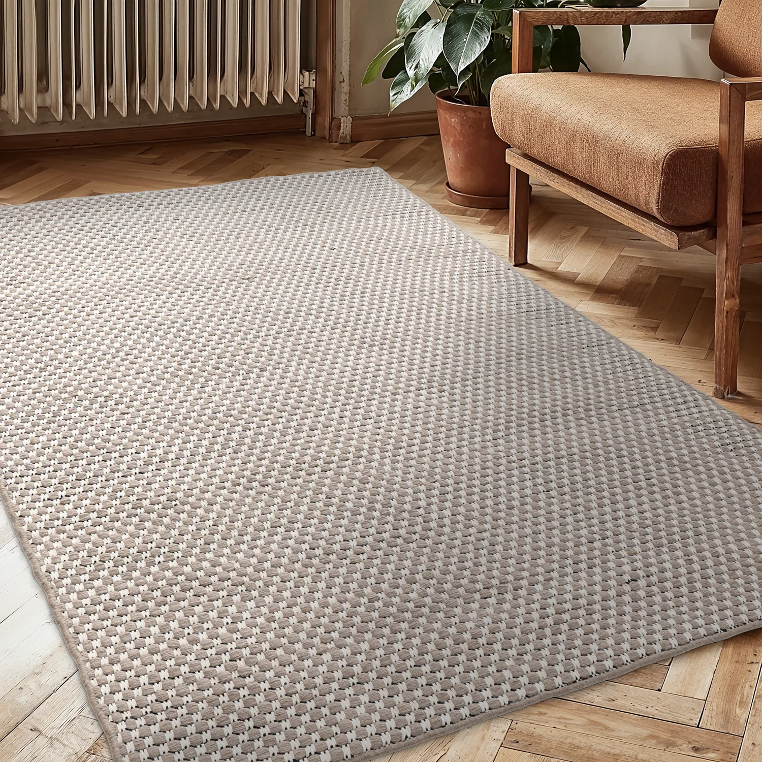 Tapis de laine - Ovelia (taupe/blanc)