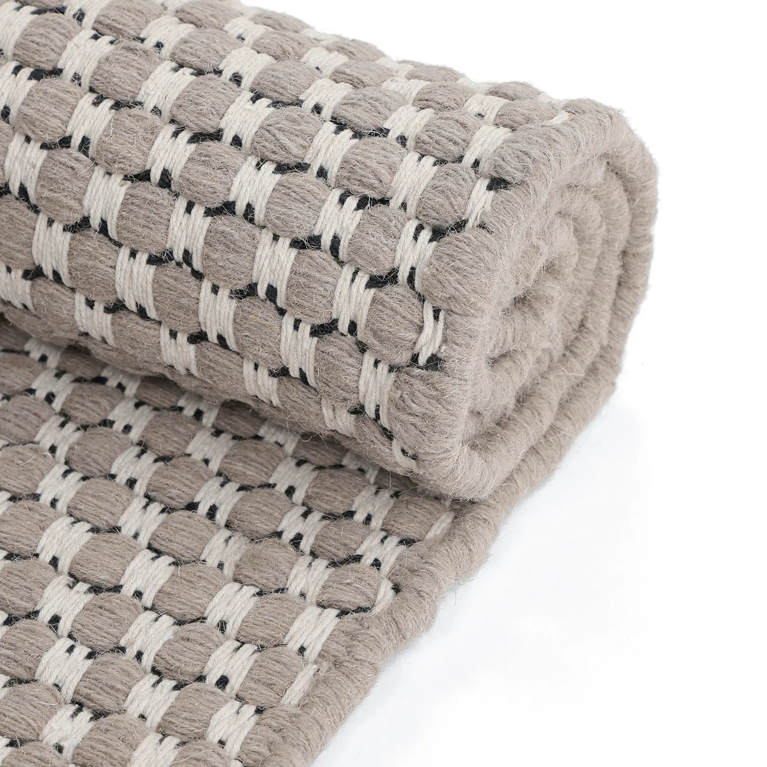 Tapis de laine - Ovelia (taupe/blanc)