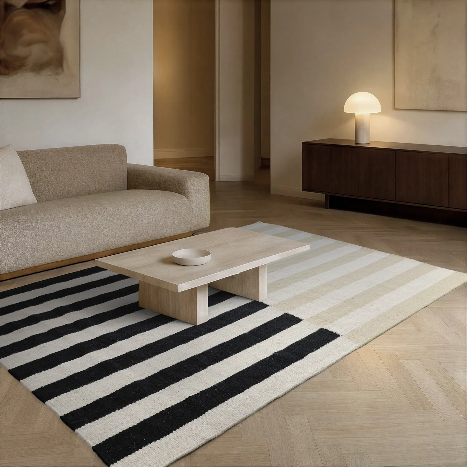 Tapis de laine - Peniche (crème/beige)