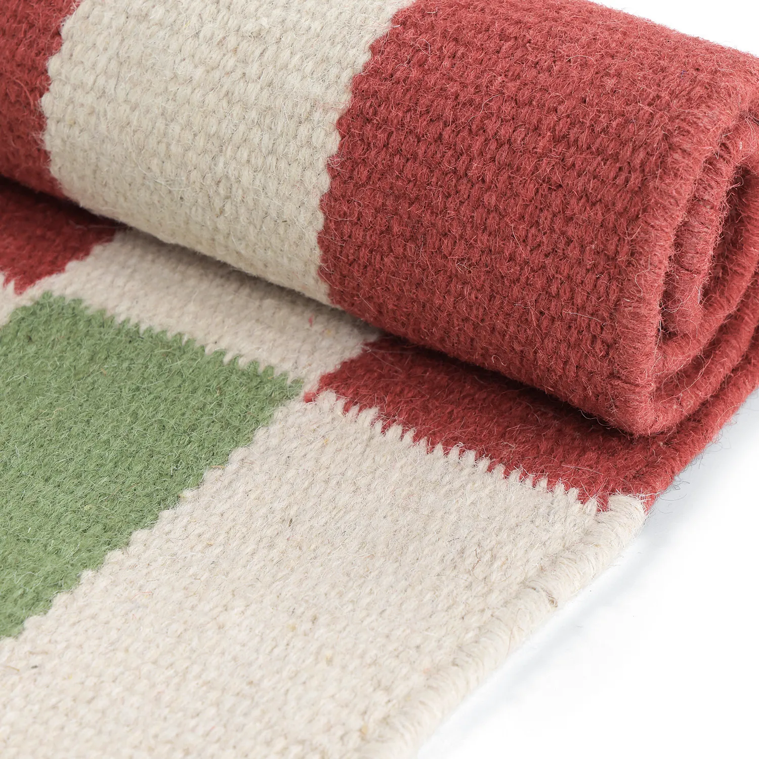 Tapis de laine - Peniche (crème/vert/rouge)
