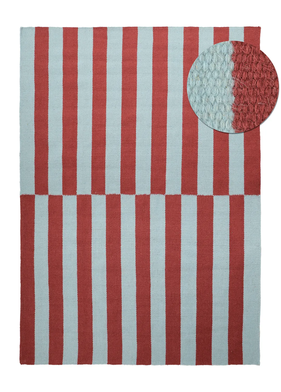 Tapis de laine - Peniche (bleu clair/rouge)