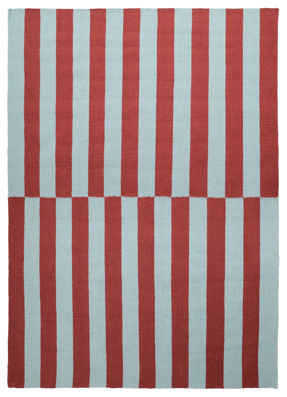Tapis de laine - Peniche (bleu clair/rouge)