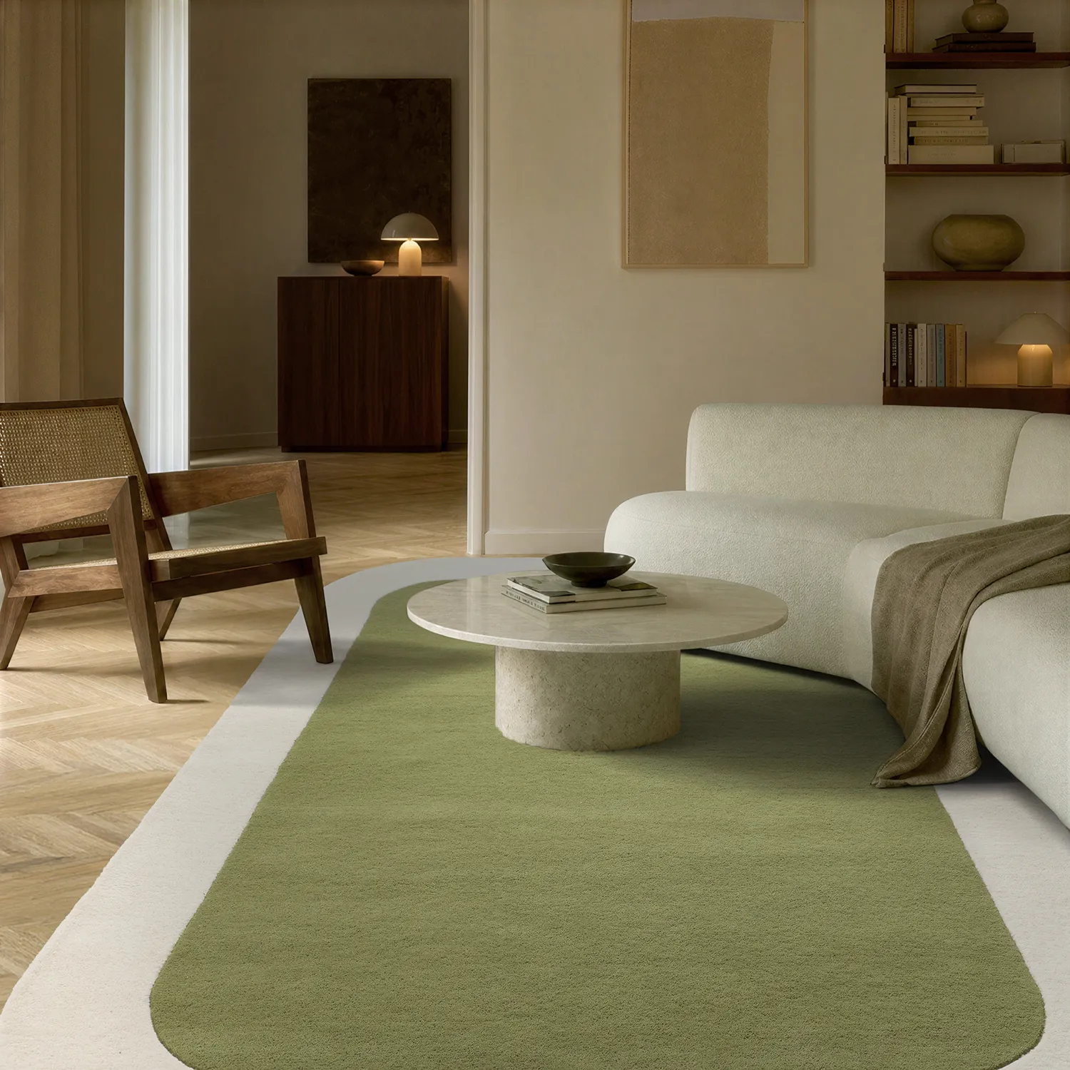 Tapis de laine - Puri Hand Tufted Wool Premium (vert/crème)