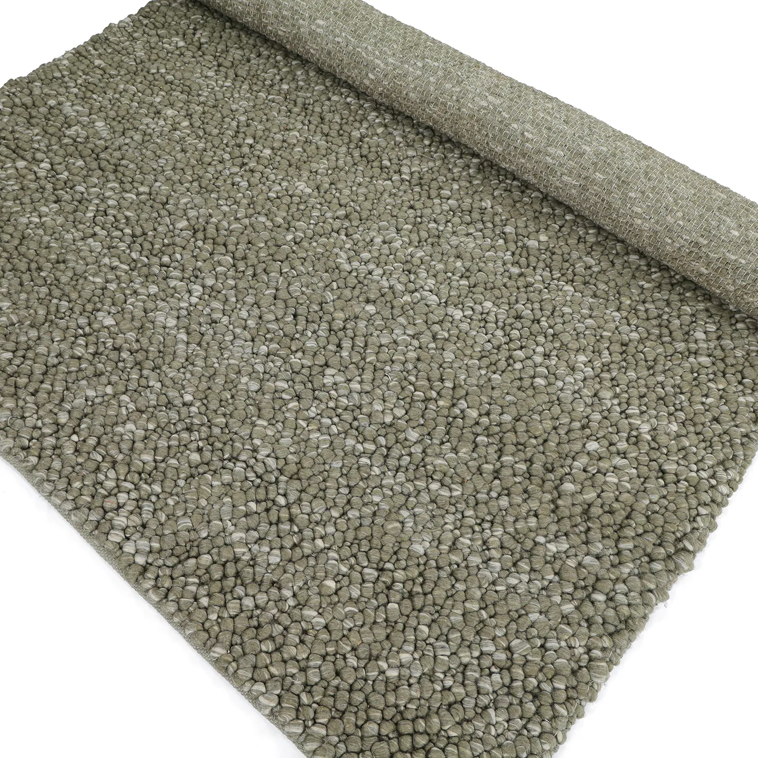 Tapis de laine - Sala Irregular Wool Bubble (vert mousse/blanc mélange)